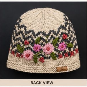 Cream Grey Flower Print Hat