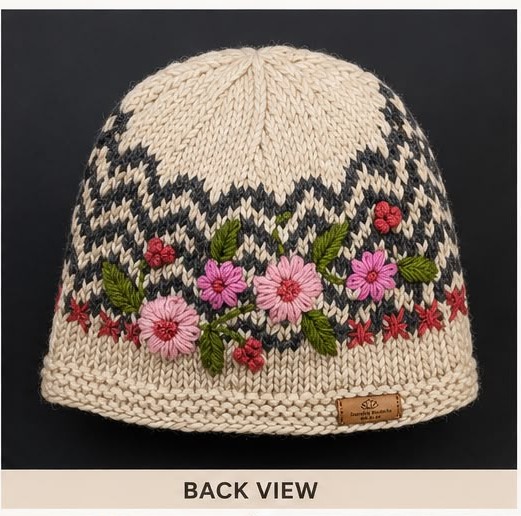 Cream Grey Flower Print Hat
