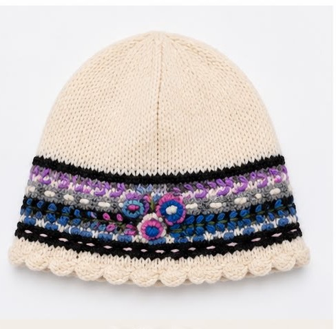 Cream Color Printed Hat - Image 4