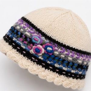 Cream Color Printed Hat