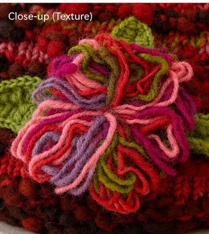 Red Flower Wool Hat - Image 2