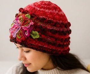 Red Flower Wool Hat