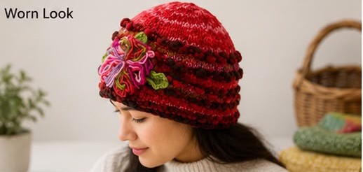 Red Flower Wool Hat