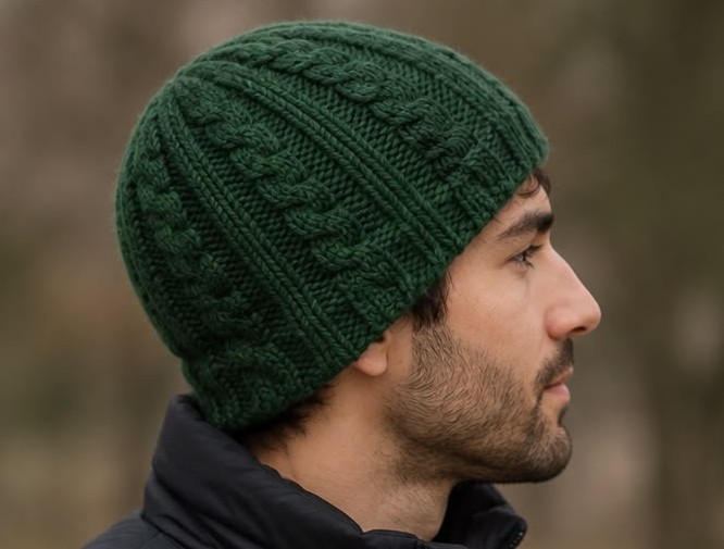 Green Plain Woolen Hat - Image 2
