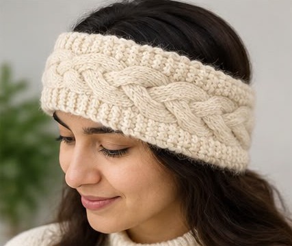 Plain Cream Color Woolen Headband