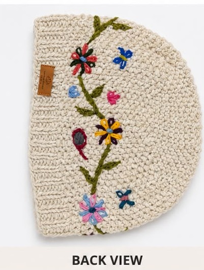 Flower Print Cream Color Hat - Image 4