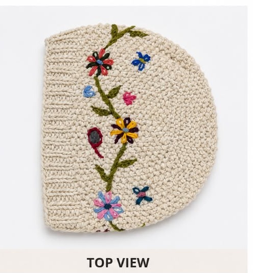 Flower Print Cream Color Hat - Image 3