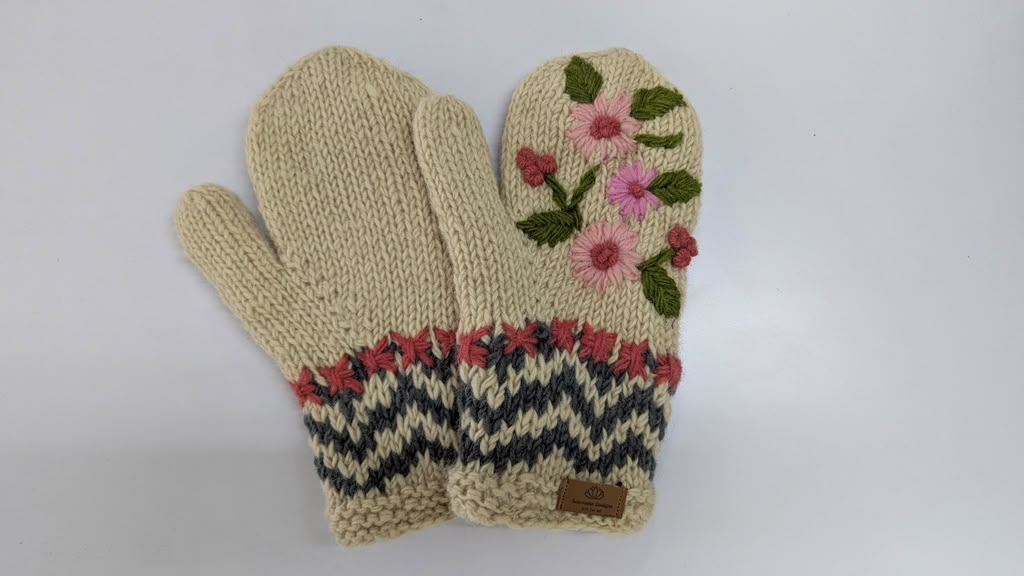 Flower Printed Woolen Handglove