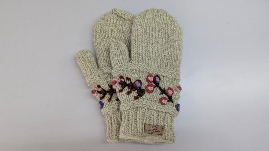 Simple Flower Printed Woolen Handglove